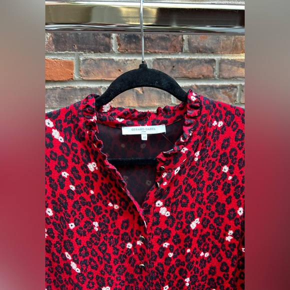 Robe rouge Gérard Darrel imprimée fleurs - Picture 2 of 2